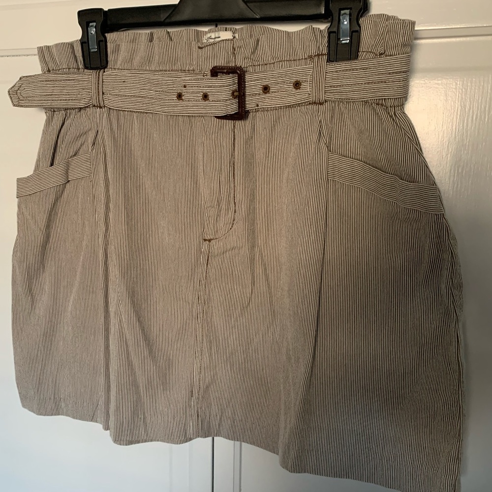 American Eagle Brown and White Striped Mini Skirt